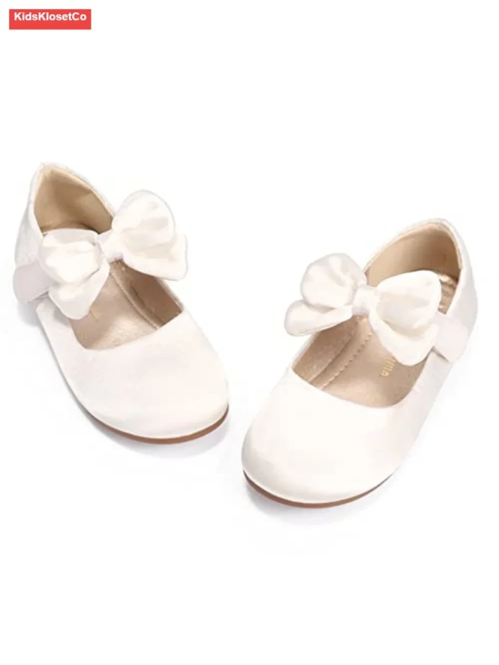 Toddler Girls Mary Jane Ballet Flats with Bow, Hook & Loop Closure, Non-Slip
